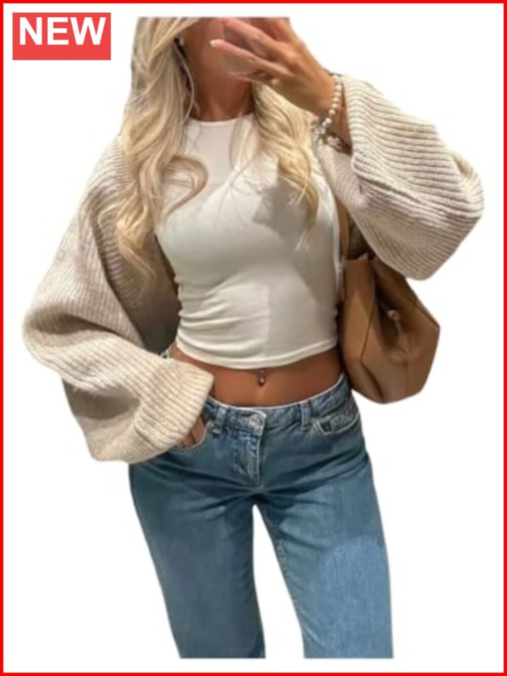 Oversized Bolero Shrug Chunky Knit Cropped Cardigan Sweater